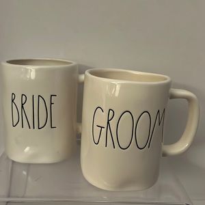 Rae Dunn “Bride” “Groom” Coffee Mug Set EUC